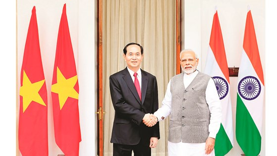 Chủ tịch nước Trần Đại Quang hội đàm với Thủ tướng Cộng hòa Ấn Độ Narendra Modi. Ảnh: TTXVN