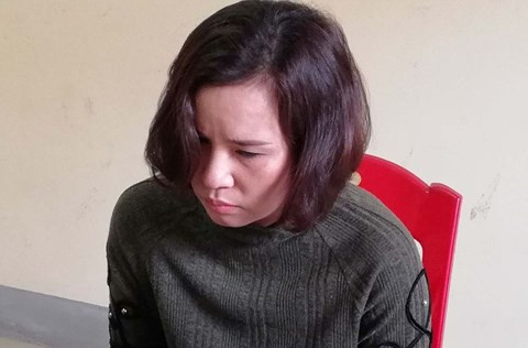 Đối tượng Ngô Thị Xuân tại cơ quan công an. Đối tượng Ngô Thị Xuân tại cơ quan công an.