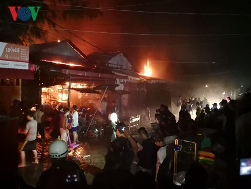 Hiện trường vụ cháy tại Phnom Penh.