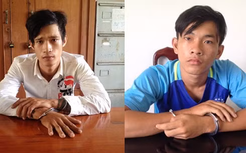 Đối tượng Phi (ảnh trái) và Nam tại cơ quan điều tra.