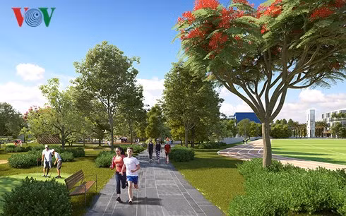 Phối cảnh 3 DĐường chạy bộ, công viên cây xanh tại IEC.