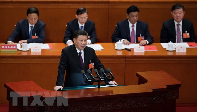  Chủ tịch Trung Quốc Tập Cận Bình phát biểu bế mạc kỳ họp. (Nguồn: AFP/TTXVN)