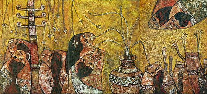  Tác phẩm “Men rừng”. Sơn mài của Hồ Thị Xuân Thu.