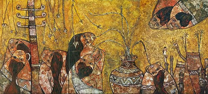  Tác phẩm “Men rừng”. Sơn mài của Hồ Thị Xuân Thu.