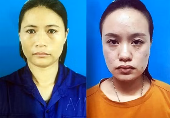 Đối tượng Trần Thị Ba (bên trái) và Vũ Nga Linh (bên phải)