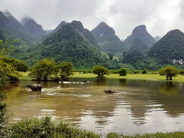 Hồ nước trên bãi Tình.