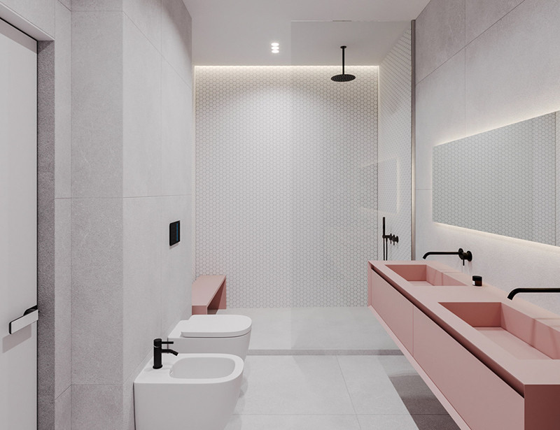  Cuối cùng hệ thống đèn cũng góp công lớn trong việc mang đến cho phòng tắm vẻ đẹp hiện đại, trẻ trung.