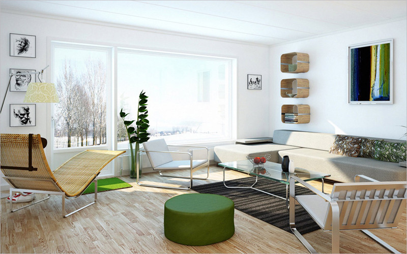  Phòng khách được bố trí ở gần cửa sổ giúp gia chủ có thể nhìn ra ngoài ngắm cảnh vật thiên nhiên.