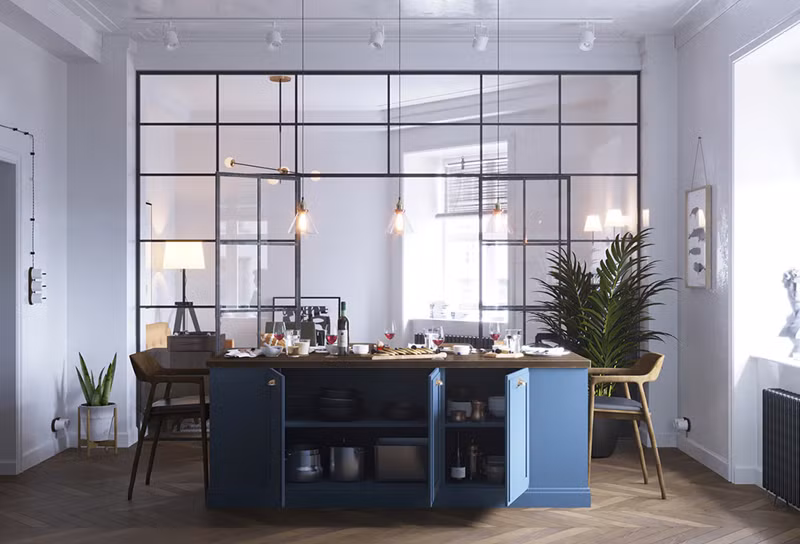 Bộ bàn ăn được thiết kế có thêm các ô ở dưới để gia chủ đựng nồi xoong và các vật dụng khác. 