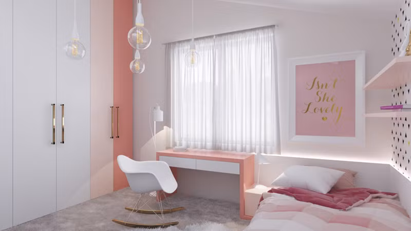  Phòng của trẻ trở nên sáng sủa hơn khi các đồ vật có màu trắng, hồng.