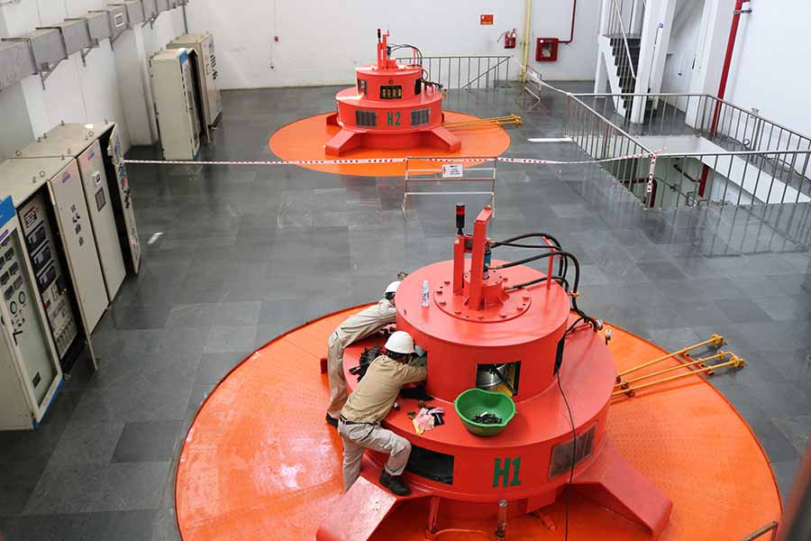 2 tổ máy của thủy điện Ka Nak giờ chỉ còn 1 tổ máy vận hành để tập trung cấp nước cho hạ du sông Ba. Ảnh: L.N