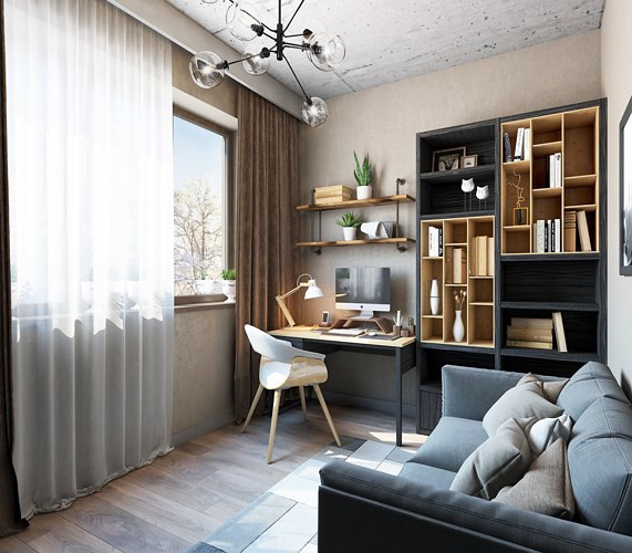  Trong một căn hộ nhỏ nếu bạn có sự khéo léo và biết sắp xếp thì vẫn có thể có nơi làm việc thật lý tưởng.