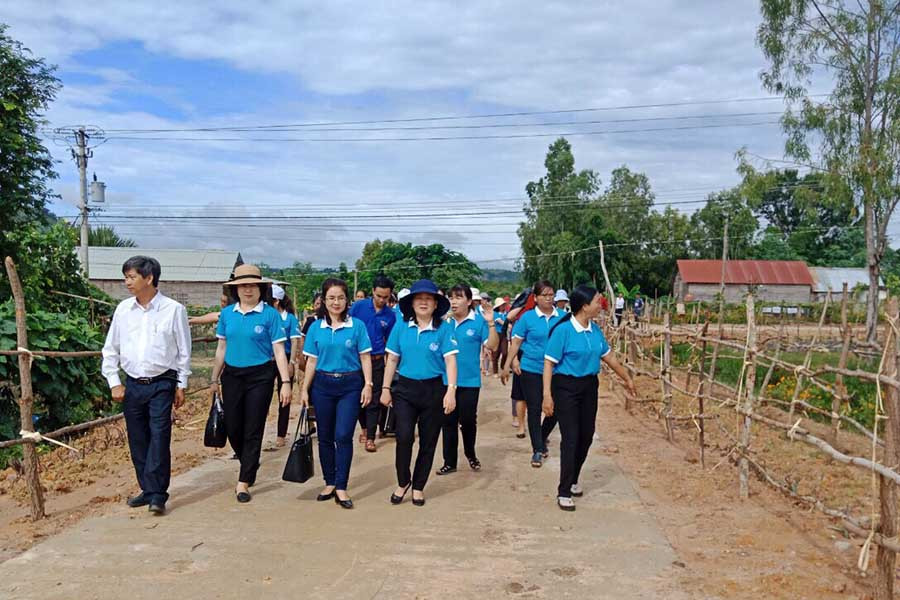  Hội LHPN tỉnh tổ tham quan, học tập kinh nghiệm triển khai mô hình làng nông thôn mới Plei Pông (xã Chư A Thai, Phú Thiện). Ảnh: Hoàng Ngọc
