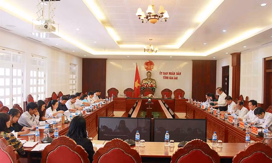 Lãnh đạo Sở Kế hoạch và Đầu tư báo cáo về tình hình hoạt động của các HTX trên địa bàn tỉnh. Ảnh: Hồng Thi