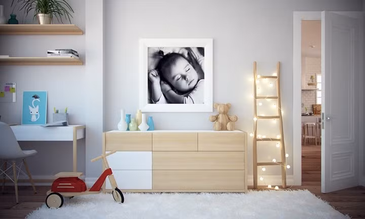  Phòng ngủ của bé dễ thương và dễ dàng thay đổi nội thất khi bé trưởng thành.