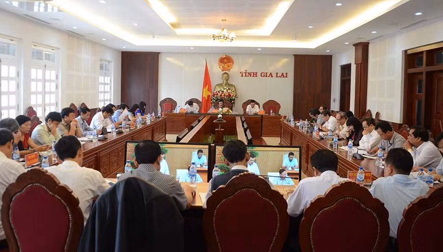  Quang cảnh hội nghị tại điểm cầu Gia Lai. Ảnh: Phương Linh