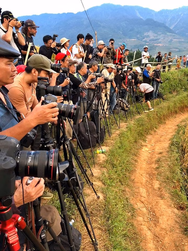  Những tay săn ảnh hẹ nhau lên Tây Bắc mùa lúa chín 9.2018. Ảnh Hải Nguyên