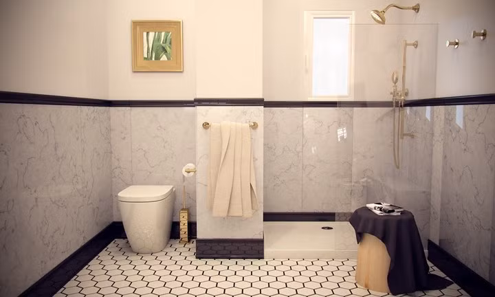 Đá cẩm thạch duy trì sự sạch sẽ cho phòng tắm. 