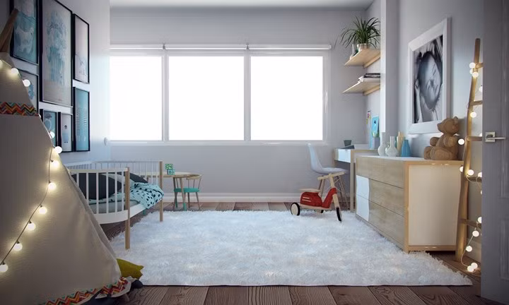 Thảm mềm là một nơi an toàn cho trẻ chơi vào ban ngày.