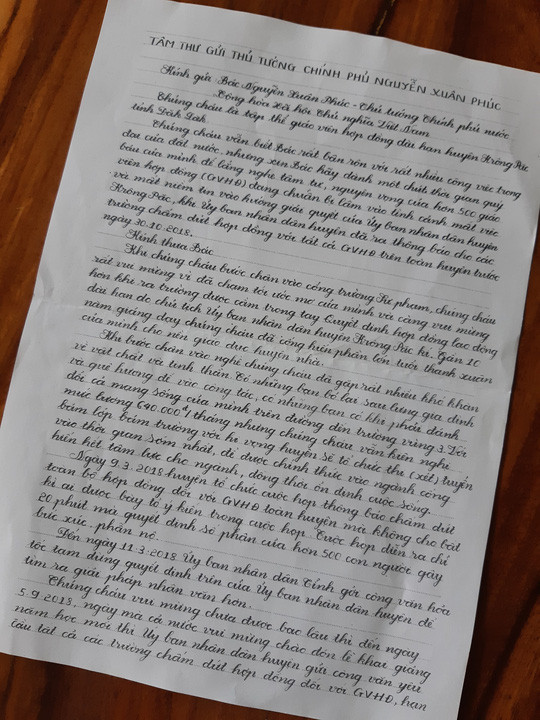 Bức "tâm thư" viết tay đẫm nước mắt của các giáo viên Bức