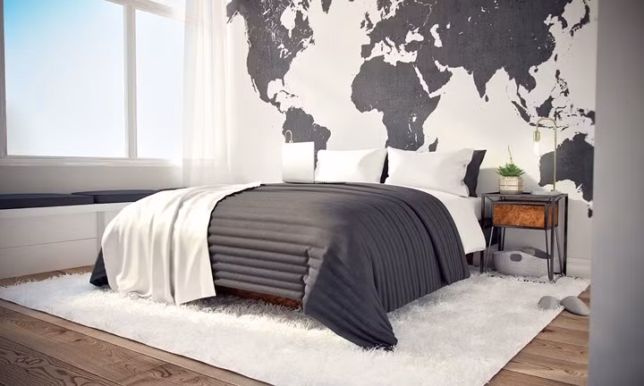  Phòng ngủ bố mẹ ít sử dụng nội thất, chủ yếu tập trung vào ánh sáng và sự yên tĩnh.