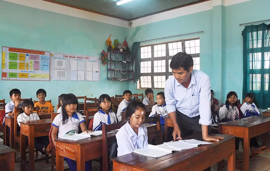  Trường Tiểu học Ngô Mây là nơi con em làng Sung Kắt (xã Ia Kla, huyện Đức Cơ) theo học. Ảnh: N.S