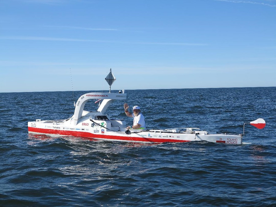 Aleksander Doba trên hành trình vượt Đại Tây Dương lần thứ 3.