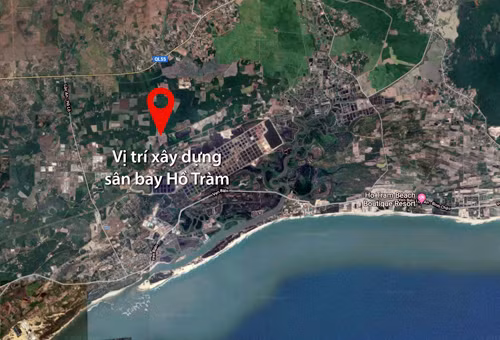  Vị trí xây dựng sân bay Hồ Tràm đề xuất nằm gần biển.