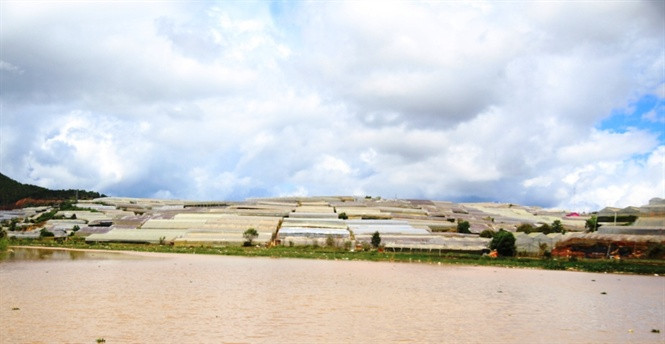 Nhà kính áp sát mép hồ Than Thở