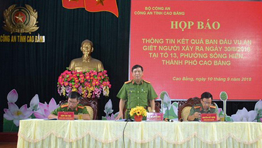 Công an tỉnh Cao Bằng họp báo thông tin vụ việc. Ảnh: VOV
