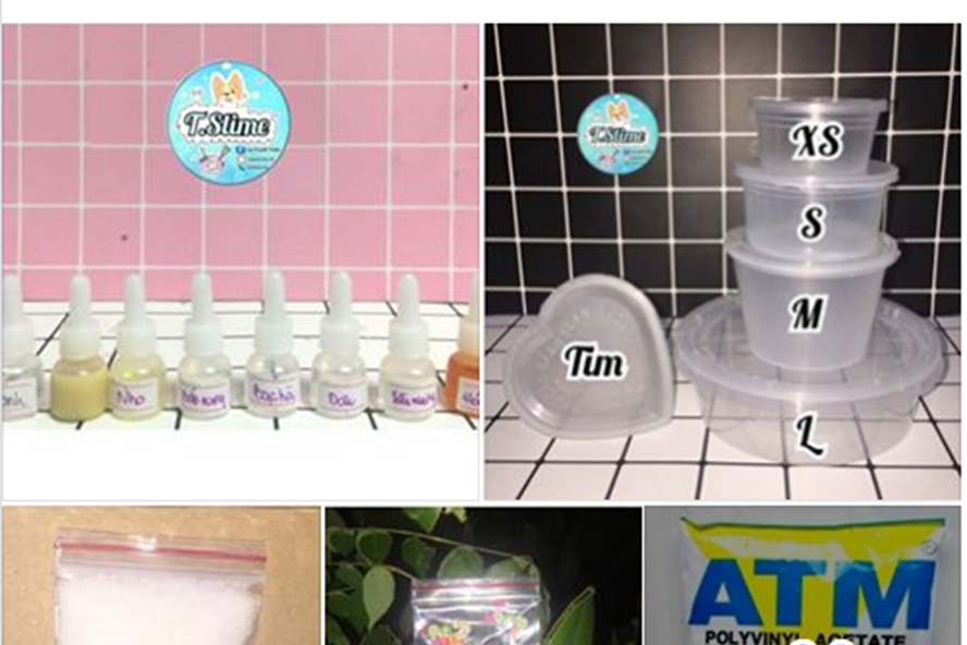 Nguyên liệu chế tạo slime được rao bán trên mạng xã hội