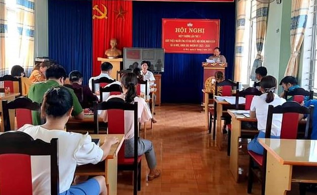 Hội nghị hiệp thương lần thứ 2 giới thiệu người ứng cử đại biểu HĐND xã Ia Hrú (huyện Chư Pưh) nhiệm kỳ 2021-2026. Ảnh: Nguyễn Diệp