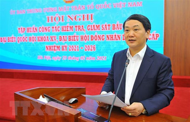 Ông Hầu A Lềnh, Phó Chủ tịch kiêm Tổng Thư ký Ủy ban Trung ương Mặt trận Tổ quốc Việt Nam. (Ảnh: Minh Đức/TTXVN)