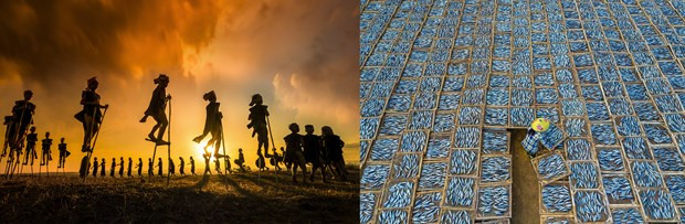 ''Những đứa trẻ nhảy múa theo cồng chiêng'' (trái) và ''Phơi cá'' giành huy chương vàng, bạc tại TIFA 2020. (Ảnh: Khánh Phan) ''Những đứa trẻ nhảy múa theo cồng chiêng'' (trái) và ''Phơi cá'' giành huy chương vàng, bạc tại TIFA 2020. (Ảnh: Khánh Phan)