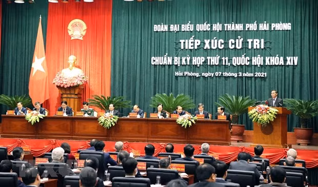  Quang cảnh buổi tiếp xúc cử tri. (Ảnh: Thống Nhất/TTXVN)