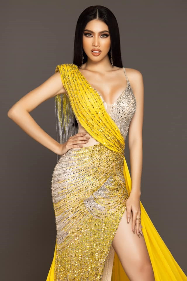 Trang phục dạ hội được Ngọc Thảo lựa chọn cho đêm chung kết Miss Grand International 2020. Ảnh: Sen Vàng