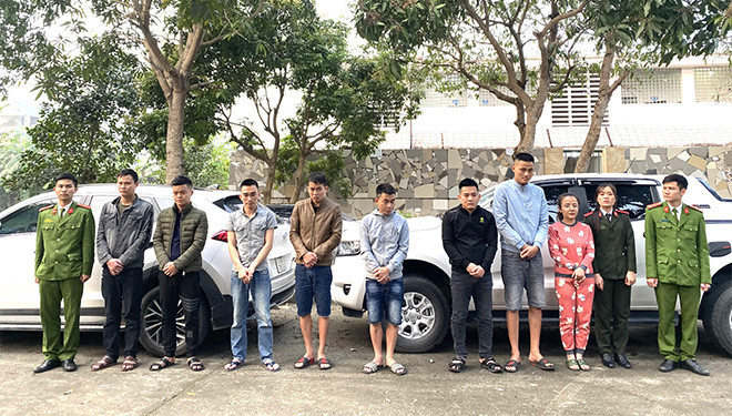  Nhóm đối tượng tại cơ quan công an. Ảnh: Báo Công an nhân dân