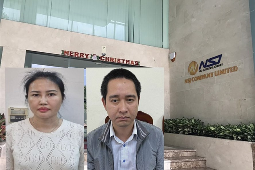 Trụ sở NSJ và nguyên Chủ tịch Hội đồng sáng lập NSJ Hoàng Thuý Nga (trái), nguyên Phó Tổng Giám đốc Công ty TNHH NSJ Lê Huy Bình - 2 bị can vừa bị khởi tố bắt tạm giam. Ảnh: BCA Trụ sở NSJ và nguyên Chủ tịch Hội đồng sáng lập NSJ Hoàng Thuý Nga (trái), nguyên Phó Tổng Giám đốc Công ty TNHH NSJ Lê Huy Bình - 2 bị can vừa bị khởi tố bắt tạm giam. Ảnh: BCA