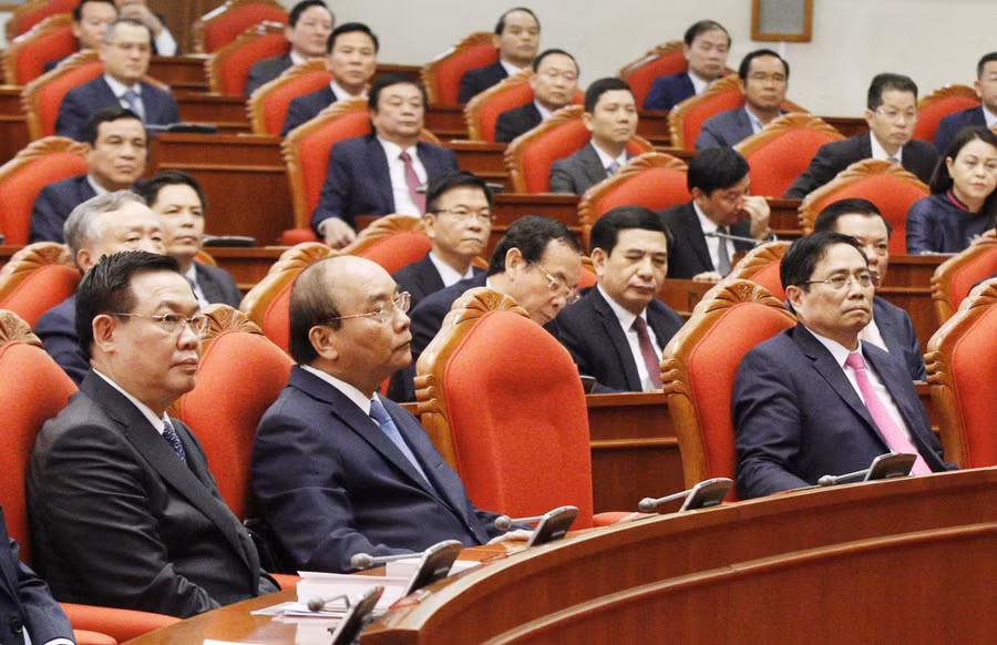  Các vị lãnh đạo Đảng và Nhà nước tại một Hội nghị Trung ương (ảnh VGP)