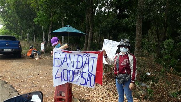 Quảng cáo rao bán đất ở khắp nơi. (Ảnh: K GỬIH/TTXVN) Quảng cáo rao bán đất ở khắp nơi. (Ảnh: K GỬIH/TTXVN)
