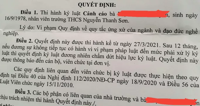 Ngay sau khi nhận quyết định này, bà T. cũng đã làm đơn khiếu nại và đang được xác minh làm rõ