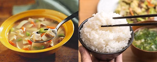 Cơm chan canh tưởng như bình thường nhưng lại là thói quen xấu, phản khoa học. Đồ hoạ: Phương Linh.