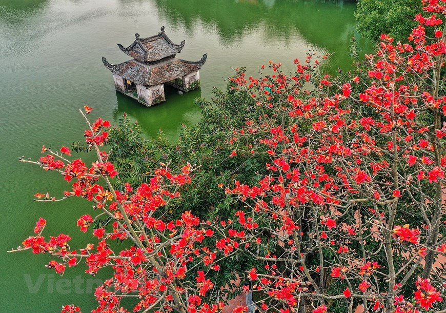 Thủy Đình là một kiến trúc biểu tượng của chùa Thầy. Vào mùa lễ hội, nơi đây trở thành sân khấu của các nghệ sỹ múa rối nước. (Ảnh: Xuân Mai/Vietnam+) Thủy Đình là một kiến trúc biểu tượng của chùa Thầy. Vào mùa lễ hội, nơi đây trở thành sân khấu của các nghệ sỹ múa rối nước. (Ảnh: Xuân Mai/Vietnam+)