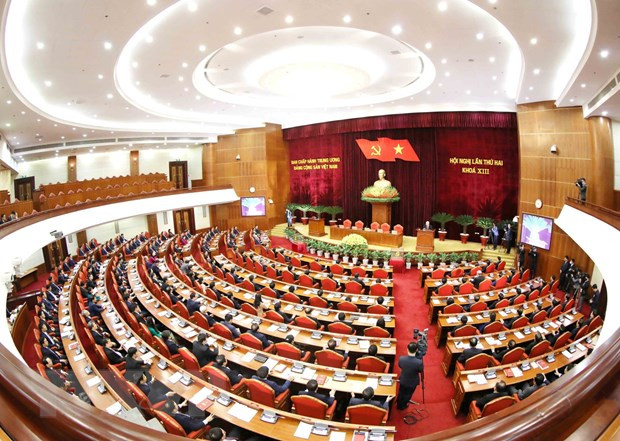  Quang cảnh Hội nghị lần thứ hai Ban Chấp hành Trung ương Đảng Cộng sản Việt Nam khóa XIII. (Ảnh: Phương Hoa/TTXVN)