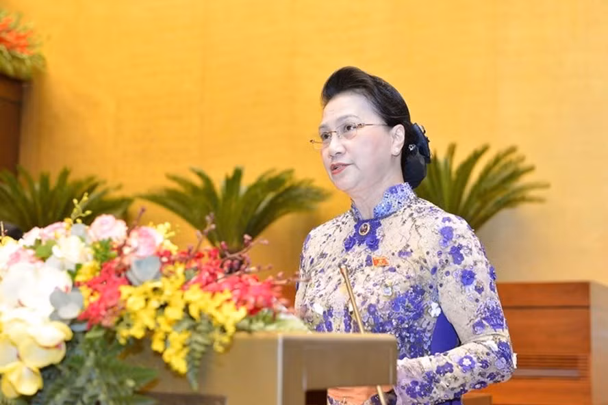 Chiều 30.3, Quốc hội đã thực hiện miễn nhiệm Chủ tịch Quốc hội, Chủ tịch Hội đồng Bầu cử quốc gia Nguyễn Thị Kim Ngân. Ảnh: QH.