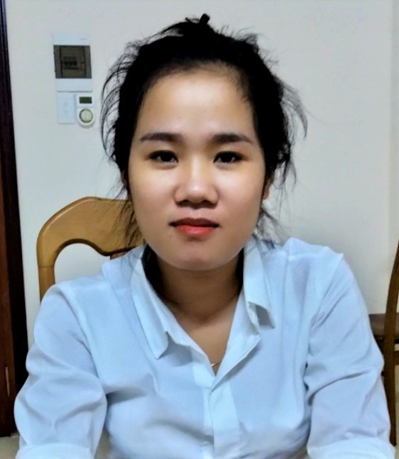 Lê Thị Mỹ Linh tại cơ quan công an.