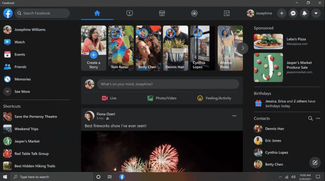 Ứng dụng Facebook trên Windows 10 giờ đây có cả giao diện sáng và tối - Ảnh chụp màn hình Ứng dụng Facebook trên Windows 10 giờ đây có cả giao diện sáng và tối - Ảnh chụp màn hình