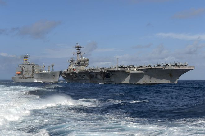 Tàu sân bay USS Theodore Roosevelt của Hải quân Mỹ hoạt động ở Biển Đông hôm 10.2 - ẢNH: DVIDS Tàu sân bay USS Theodore Roosevelt của Hải quân Mỹ hoạt động ở Biển Đông hôm 10.2 - ẢNH: DVIDS