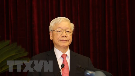 Tổng Bí thư, Chủ tịch nước Nguyễn Phú Trọng phát biểu khai mạc Hội nghị. (Ảnh: Trí Dũng/TTXVN) Tổng Bí thư, Chủ tịch nước Nguyễn Phú Trọng phát biểu khai mạc Hội nghị. (Ảnh: Trí Dũng/TTXVN)