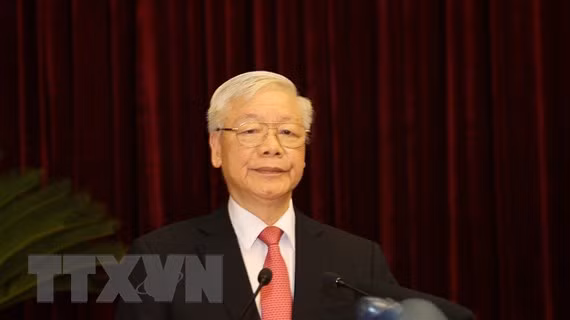 Tổng Bí thư, Chủ tịch nước Nguyễn Phú Trọng phát biểu khai mạc Hội nghị. (Ảnh: Trí Dũng/TTXVN)